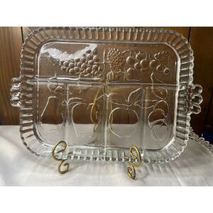 Indiana Glass Company  5-part divided clear glass relish tray/serving platte